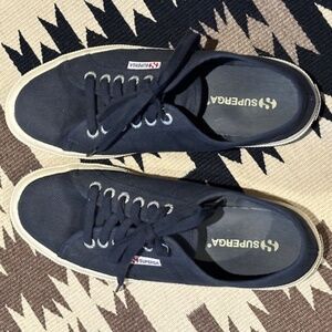 SUPERGA DARK BLUE CANVAS SNEAKERS SIZE EU 40 OR US 9